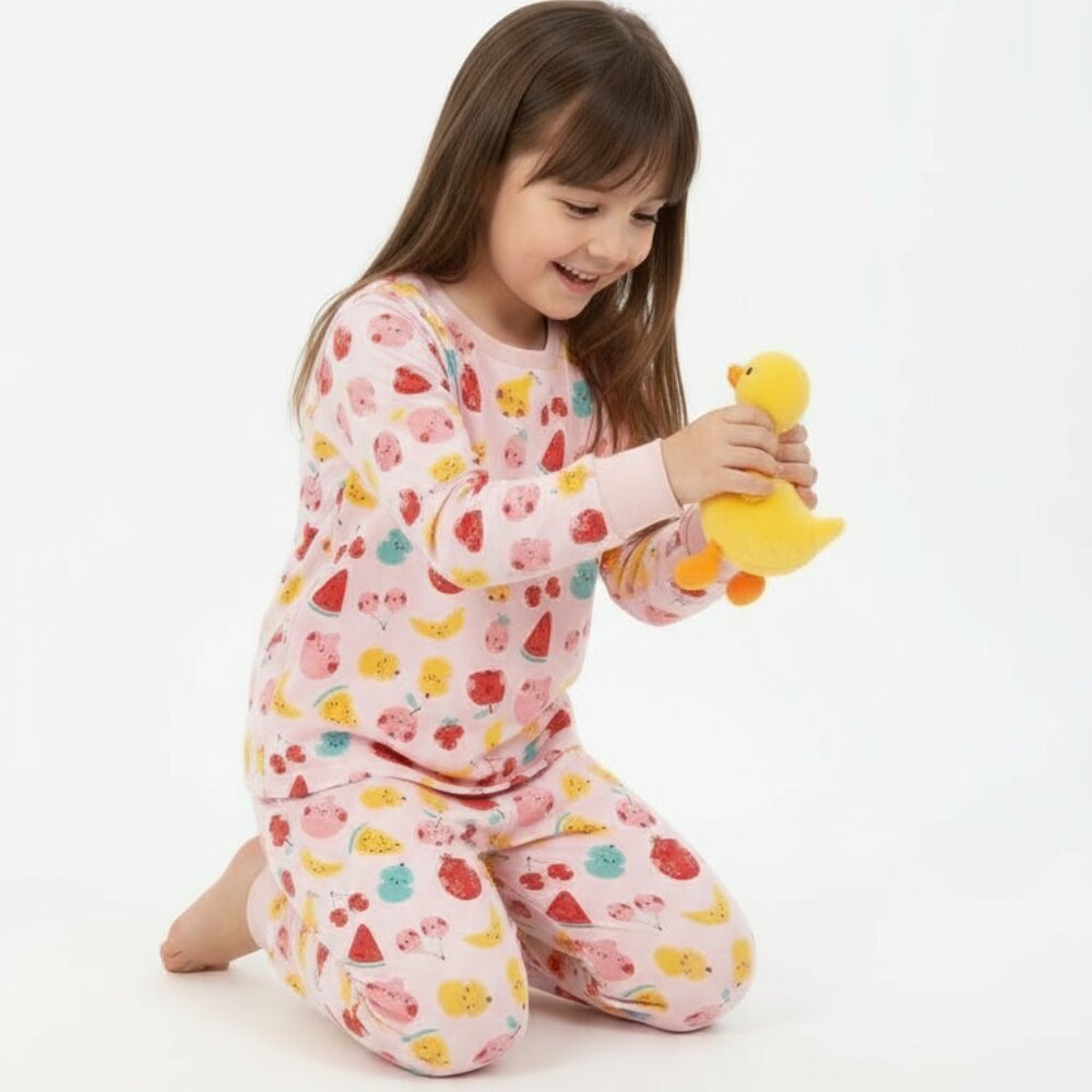 Colorful Fruit Pattern Kids Pajama Set – Soft Cotton Sleepwear Andrew Scott NWT